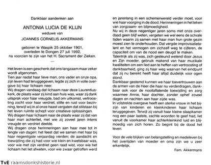 Antonia Lucia de Klijn- Joannes Cornelis Akkermans